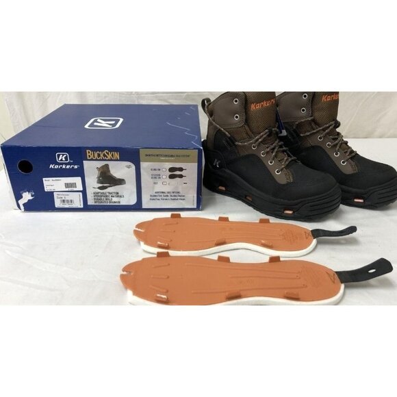 Korkers Buckskin Wading Kling-On & White Felt Soles New Size 8 Winter Boots NIB - Picture 1 of 6